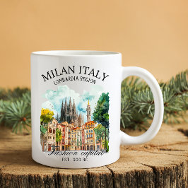 Milan Italy Lombardia Region Watercolor Landscape Kaffemugg