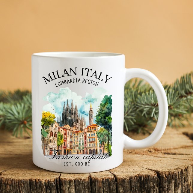 Milan Italy Lombardia Region Watercolor Landscape Kaffemugg (Skapare uppladdad)