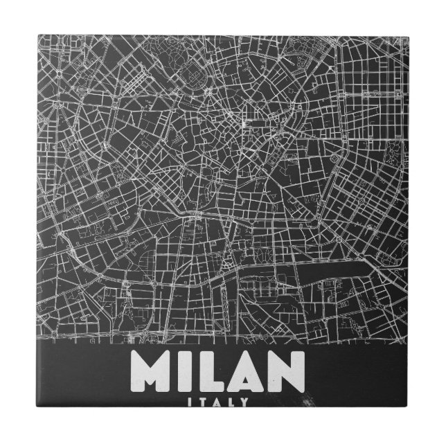 Milan Italy Retro Map Kakelplatta (Framsidan)