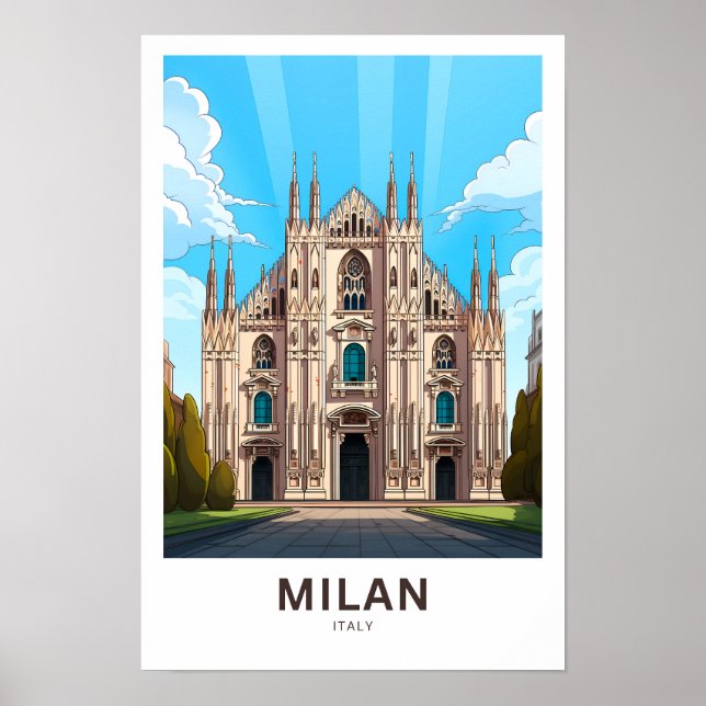 Milan Italy Travel Print Poster (Framsidan)