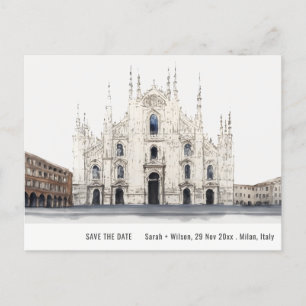 Milan Katedral Italien Akvarell Spara Datum Vykort