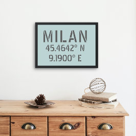 Milan Latitude Longitud Poster