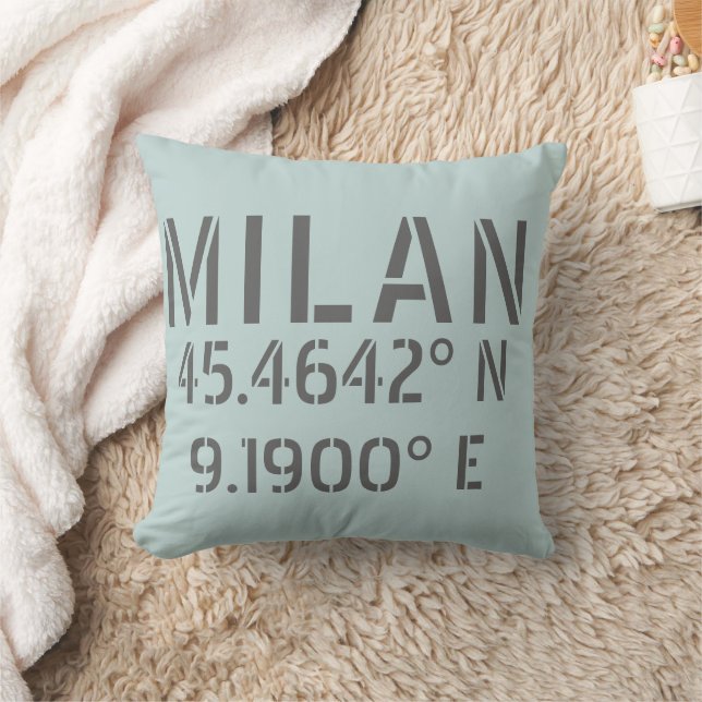 Milan Latitude och Longitud Kudde (Filt)