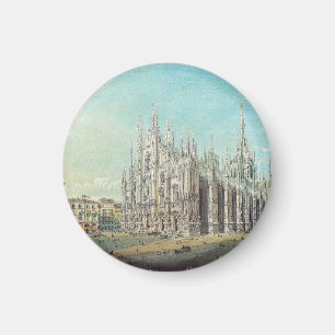 Milan Piazza del Duomo 1850s av Carlo Bossoli Kons Magnet