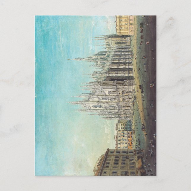 Milan Piazza del Duomo 1850s av Carlo Bossoli Kons Vykort (Framsida)