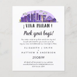 MILAN Skyline Bröllop Handdragen inbjudningsbudget