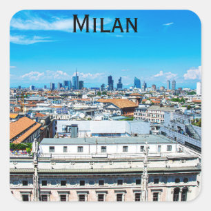 Milan Skyline i Italien Fyrkantigt Klistermärke