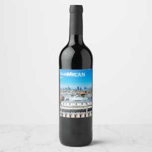 Milan Skyline i Italien Vinflaska Etikett