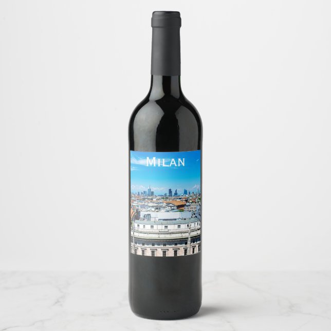 Milan Skyline i Italien Vinflaska Etikett (Framsida)