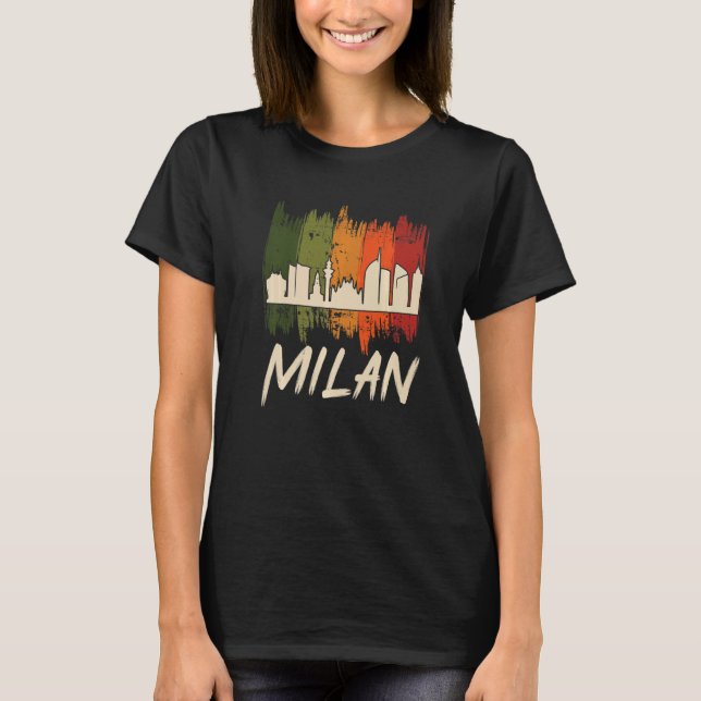Milan Skyline Retro från Italien Dom De Milan T Shirt (Framsida)