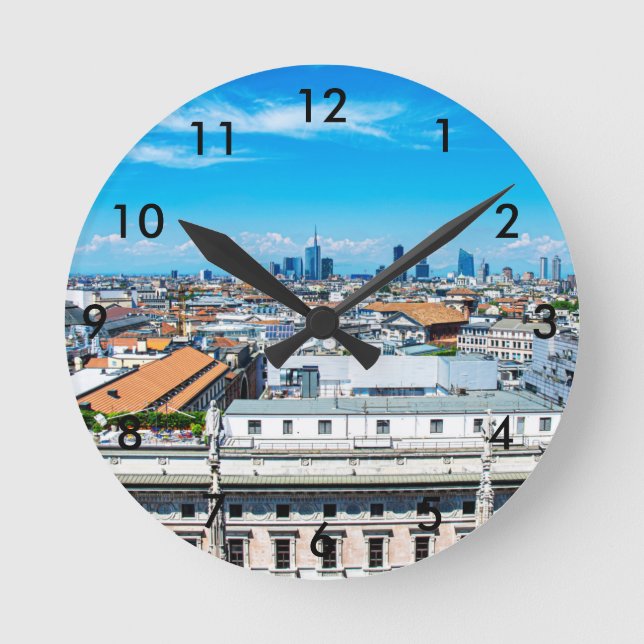 Milan Skyline Rund Klocka (Framsida)