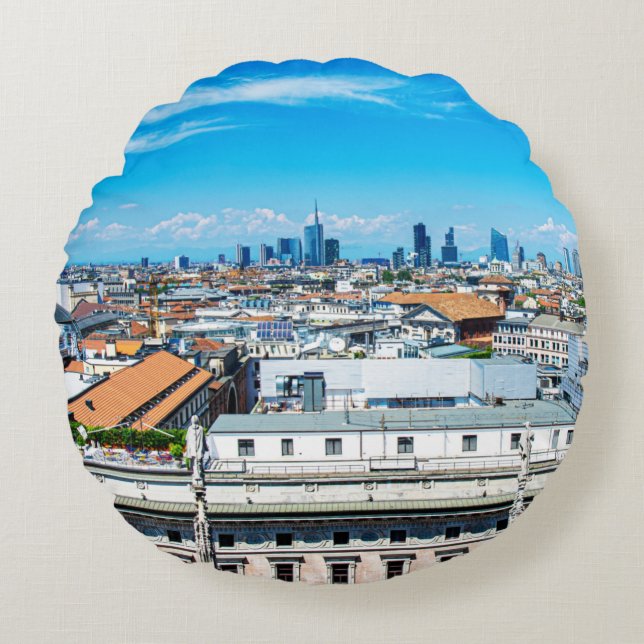 Milan Skyline Rund Kudde (Framsidan)