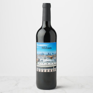 Milan Skyline Vinflaska Etikett