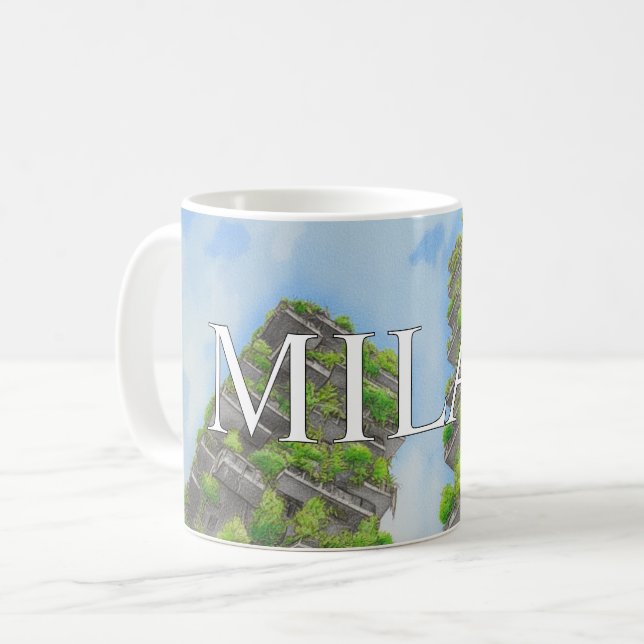 Milan vertikala skog Modern Skyline Kaffe kopp  (Framsida vänster)