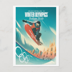 Milano Cortina 2026 Vintage presentidéer för skido Vykort
