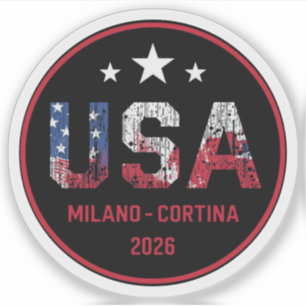 Milano Cortina 2026 Vintage Skidort usa hockey Klistermärken