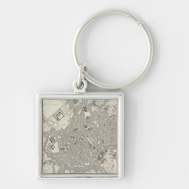 Milano Fyrkantig Silverfärgad Nyckelring (Framsidan)