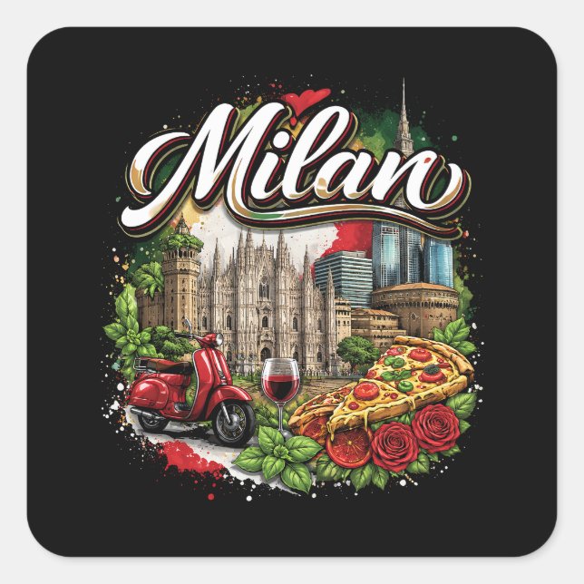 Milano Fyrkantigt Klistermärke (Framsida)