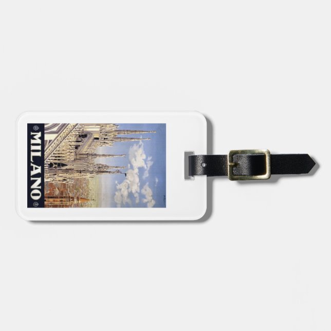 Milano, Italien, katedral, Vintage, Luggage Tag Bagagebricka (Horisontell Framsida)