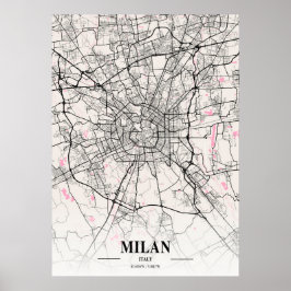 Milano - Italien Neapolitan City Karta Poster