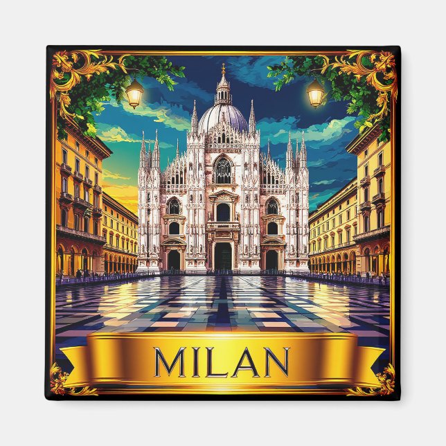 🧲 Milano Italien Resa Souvenir Magnet (Framsidan)