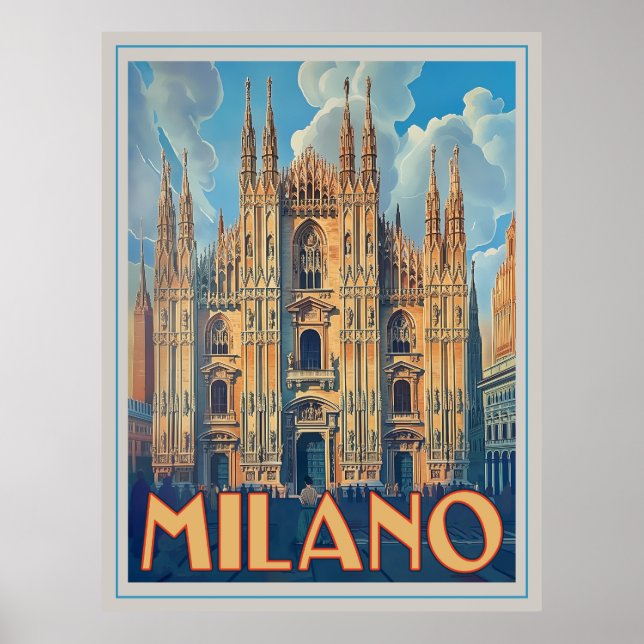 Milano, Italien Retro Poster (Framsidan)