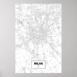 Milano, Italien (svart på vitt) Poster