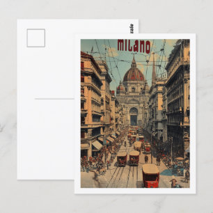 Milano Italien Vintage Berömd Travel Ställe Vykort