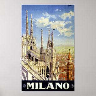 Milano Italien Vintage resor Poster återställd