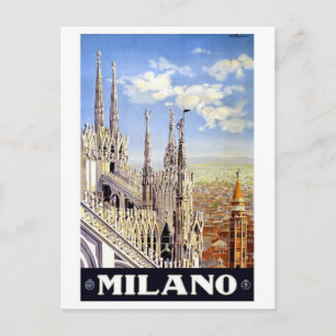 Milano Italien Vintage resor Vykort