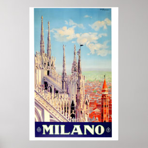 Milano Italien - Vintage stil 1920-talets italiens Poster