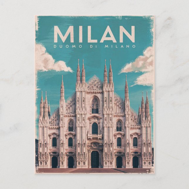 Milano, Milanos katedral Watercolor Vykort (Framsida)