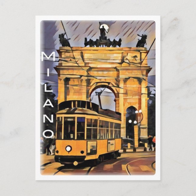 Milano - Tram e Arco della Pace - Vykort (Framsida)