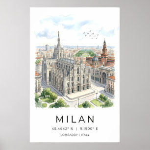 Milanodomen konsttryck svart och vitt poster