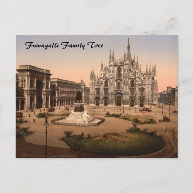 Milanodomen och Piazza, Lombardiet, Italien Vykort (Framsida)