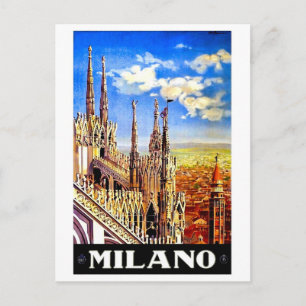 Milanokatedralen, Italien, landskap, vintage resor Vykort