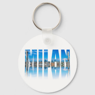 Milanos etikett bestående av Milan skyline i Itali Nyckelring