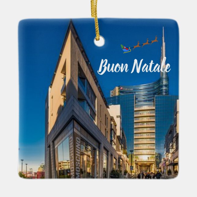 Milanos Italien Panoramisk julprydnad Julgransprydnad Keramik (Framsida)