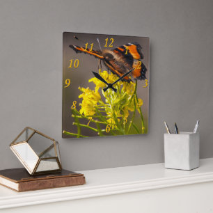 Milberts Tortoiseshell Butterfly Close Photo Fyrkantig Klocka