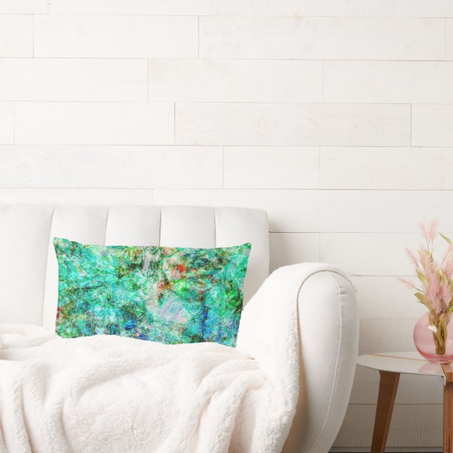 Mild blå abstrakt kastkudde, minimalistisk abstrak lumbarkudde (Soffa)