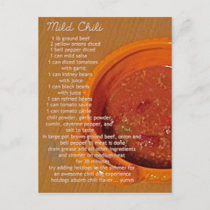mild chilirecept-kort vykort