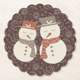 Milda snömän - 2 söta snömannapar röda.  underlägg papper