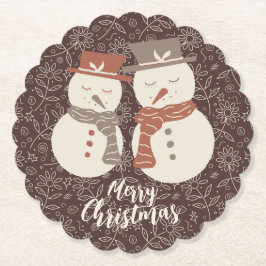 Milda snömän - God Jul 2 snöman röd.  Underlägg Papper