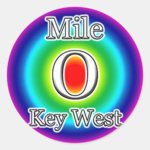 MILE 0 NYCKEL VÄSTER FL FLORIDA RAINBOW STICKER ZE RUNT KLISTERMÄRKE