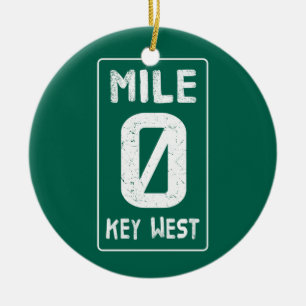 Mile 0 Nyckel Väster Florida Vintage Road Sign Julgransprydnad Keramik
