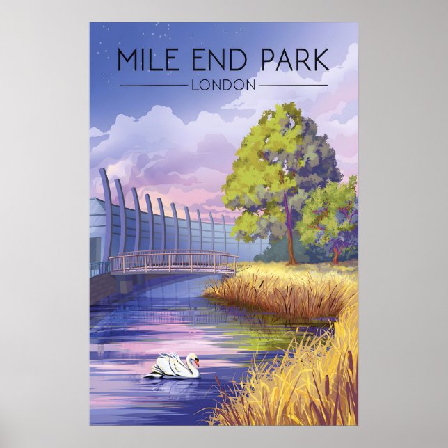 Mile End Park London Reseskylat Affisch (Framsidan)