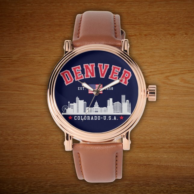 Mile High City Skyline Illustration Armbandsur (Skapare uppladdad)