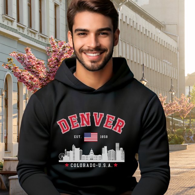 Mile High City Skyline Illustration Hoodie (Skapare uppladdad)