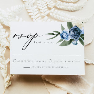 MILENA Dusty Blue Blommigt Bröllop OSA Card Inbjudningar