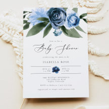 MILENA Dusty Blue Blommigt Garden Baby Shower
